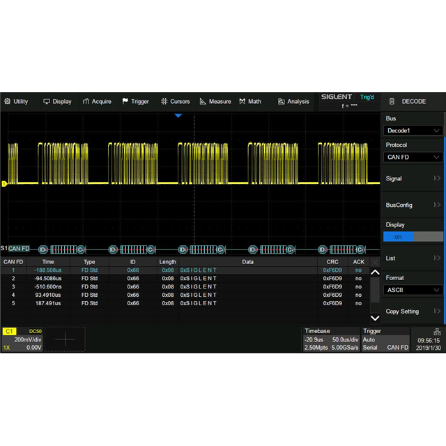 SDS-5000X-CANFD Siglent Technologies NA, Inc.